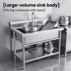40″ Silver Free Standing Commercial Stainless Steel Kitchen Utility Sink