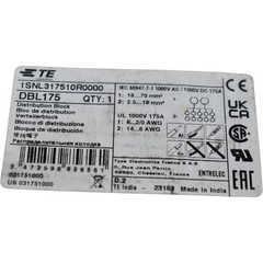 NEW TE Connectivity DBL175 1SNL317510R0000 Power Distribution Block 175A 1000V