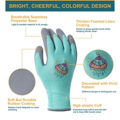 3 pairs of work gloves for children 35 years, non-slip latex coating children…
