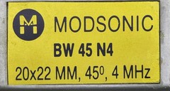 Modsonic BW 45 N4 20X22 MM 45° 4 MHz Ultrasinic Transducer Porbe Angle Beam Test