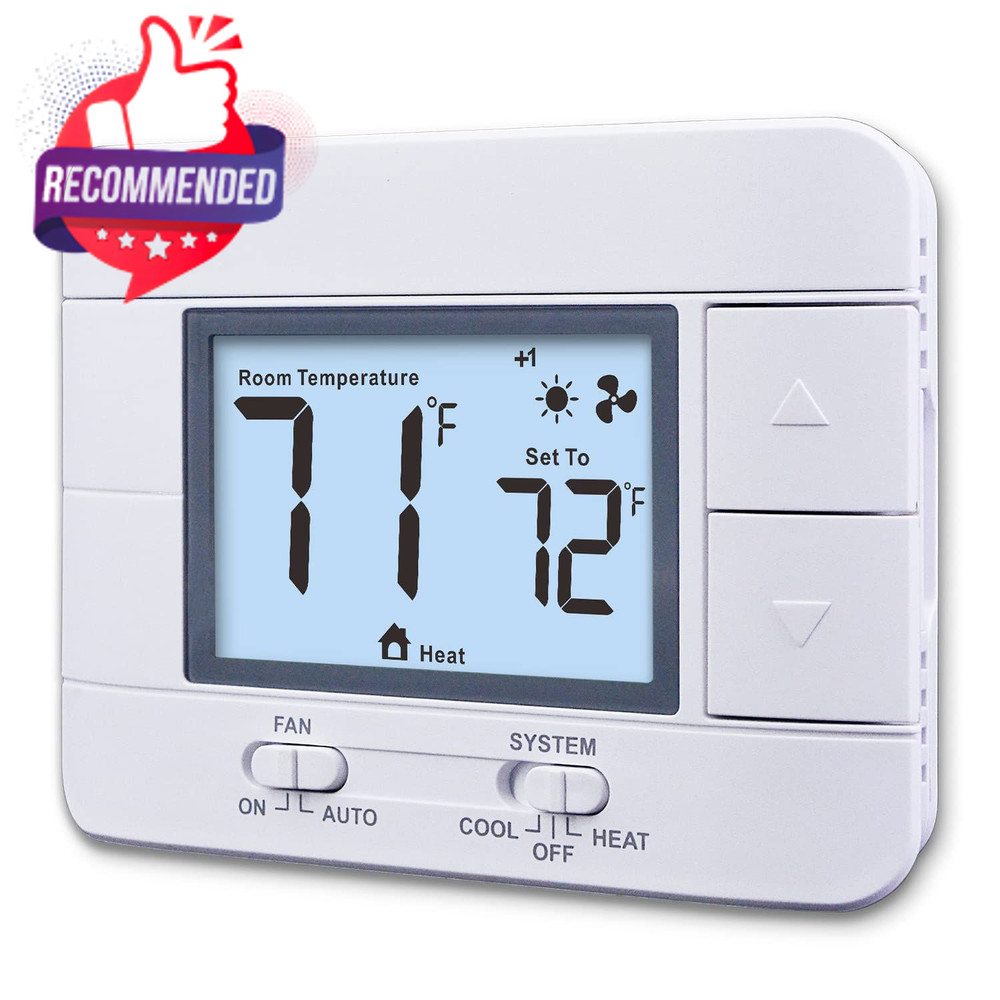 White Non-Programmable Home Thermostat 2 Heat 2 Cool Multistage