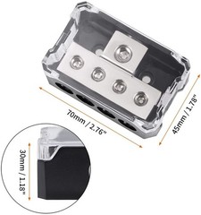 VonSom 4 Way Power Distribution Block, 1x 0/2/4 AWG Gauge in / 4X 4/8/10 Gaug…