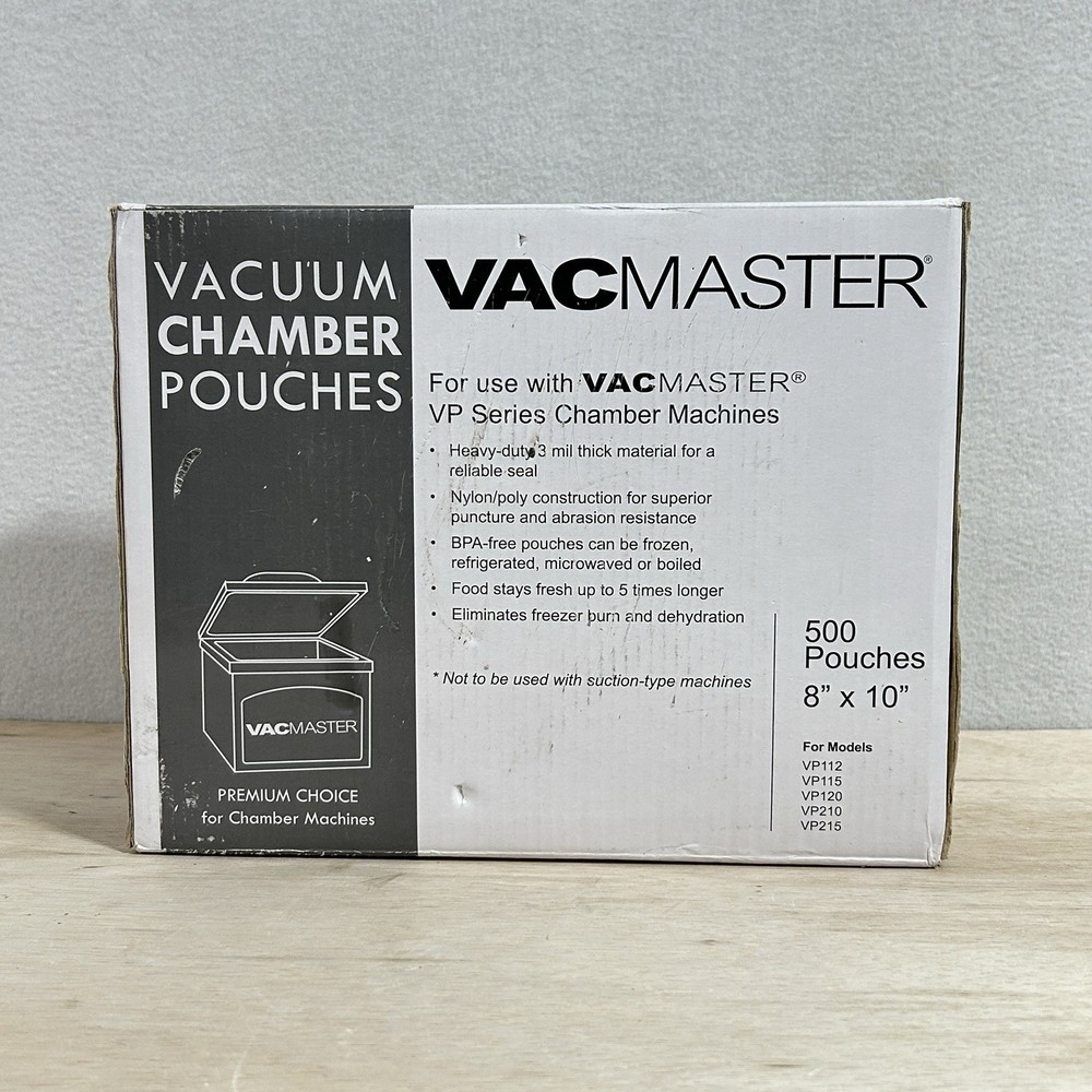Vacmaster Vacuum Chamber Packaging 8 x 10 Pouches 3-Mil 500 Per Case Sealed
