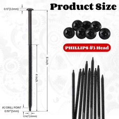1 Pack 6” Black Structural Wood Screws Heavy Duty Exterior Fasteners with Ph…