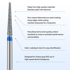 JMU Dental Round End Taper Diamond Burs Medium Grit 850-014M/850-016M