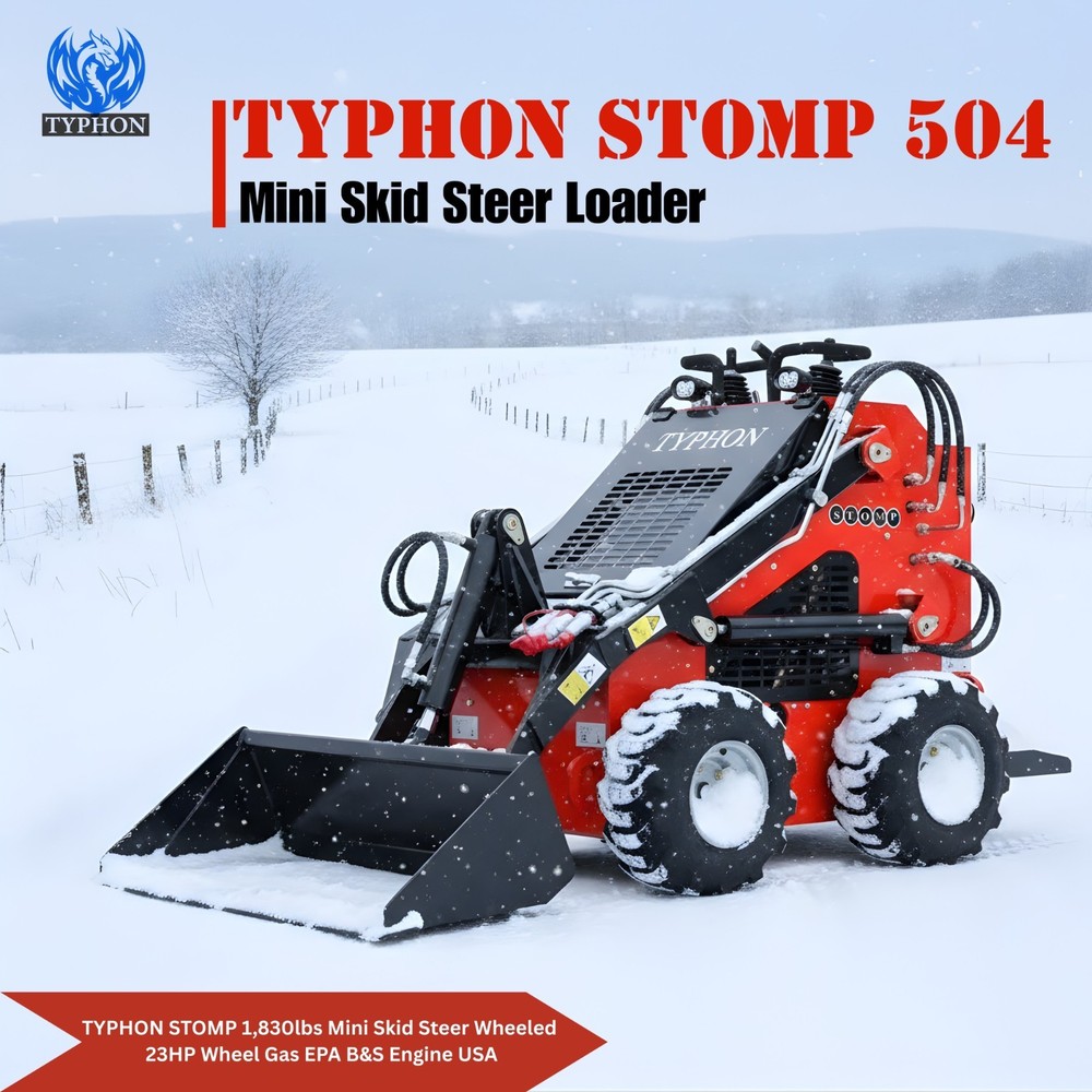 FREE SHIP NEW TYPHON STOMP Mini Skid Steer Loader 23HP EPA Engine Three pumps