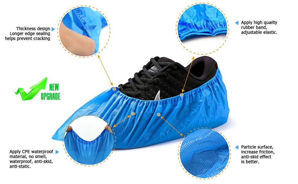 27440 Dark Blue Waterproof Disposable Polyethylene CPE Shoe Covers Size Large