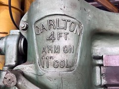 4′ x 11″ Radial Drill, Carlton, power elevation & clamp. Tilting Box Table.