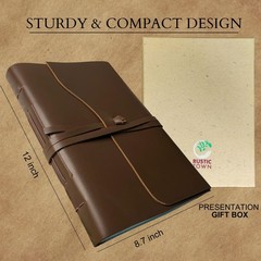 Rustic Town Full Grain Leather Photo Album with Gift L, Large (Cream Paper)