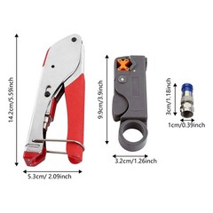 Coax Cable Crimper Coaxial Compression Tool Kit Wire Stripper with F RG6 RG59