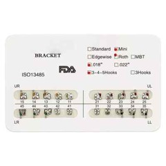 Dental Orthodontic Brackets Braces Mini Standard Roth MBT.022/.018 Hooks 3/3-4-5