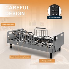 Electric Adjustable Hospital Bed for Home Use w/Wired Remote Control Memory Foam