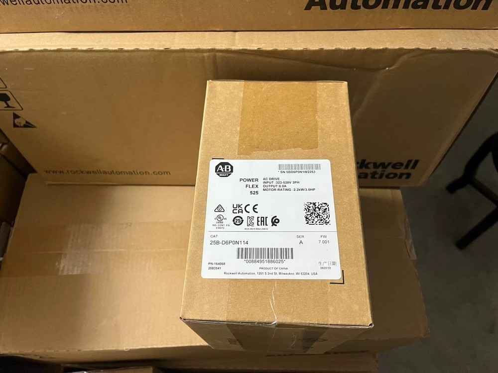 New Sealed Allen Bradley 25B-D6P0N104 PowerFlex 525 2.2kW (3Hp) AC Drive 3 Phase