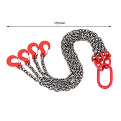 5/16″ Lifting Chain Sling G80 Spreader 4-Leg with Grab Hooks Tagged USA SALE!