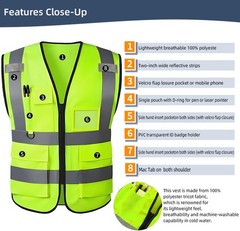 Reflective Safety Vest with Zipper & 5 Pockets – High Visibility for All Seasons