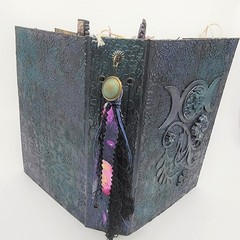 Blue Green Mushroom and Moon Goddess Handmade Junk Journals with Ephemera Folio