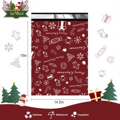 50 PCS Christmas Poly Mailer 14.5×19 Inch Holiday Shipping Bags Clothing Thick