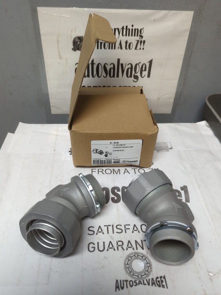 APPLETON,ST-45150,LIQUID TIGHT 1-1/2 INCH 45 DEG CONDUIT CONNECTORS BOX OF 2 NEW