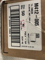 Lasco M412-005 SCH 40 HDPE 90º Street Elbow,1/2″ MIPT x FIPT NEW BOX 50 PCS