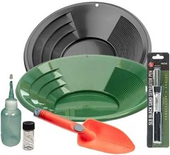 Sluice Monkey 12″ Green & Black Gold Pan Panning Kit with 4oz Sniffer