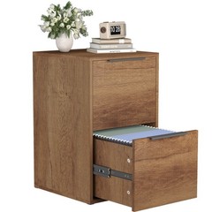 Under Desk Drawer File Cabinet, Wooden 2 Drawers Filing Cabinet for Home Office