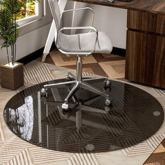 46″ x 46″ Round Tempered Glass Chair Mat for Carpet & Hardwood, Heavy-Duty Gl…