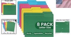 Vibrant Colored File Folders – 8 Pack 1/3 Cut Tabs for Efficient Organization