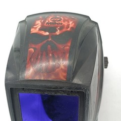 Miller Helmet w/ Snap on YA4606 Auto Darkening Skull Flames Black Red Shade 6-13