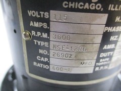 BODINE ELECTRIC NSE12-RG GEAR MOTOR (AS PICTURED) NSNP