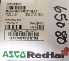 ASCO REDHAT, EF8003G001 , SOLENOID , 24-DC , LEADS FACTORY SEALED , SURPLUS