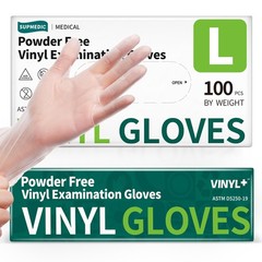 Supmedic Vinyl Disposable Exam Gloves, Clear 4 Mil Large, 100 Large (Clear)