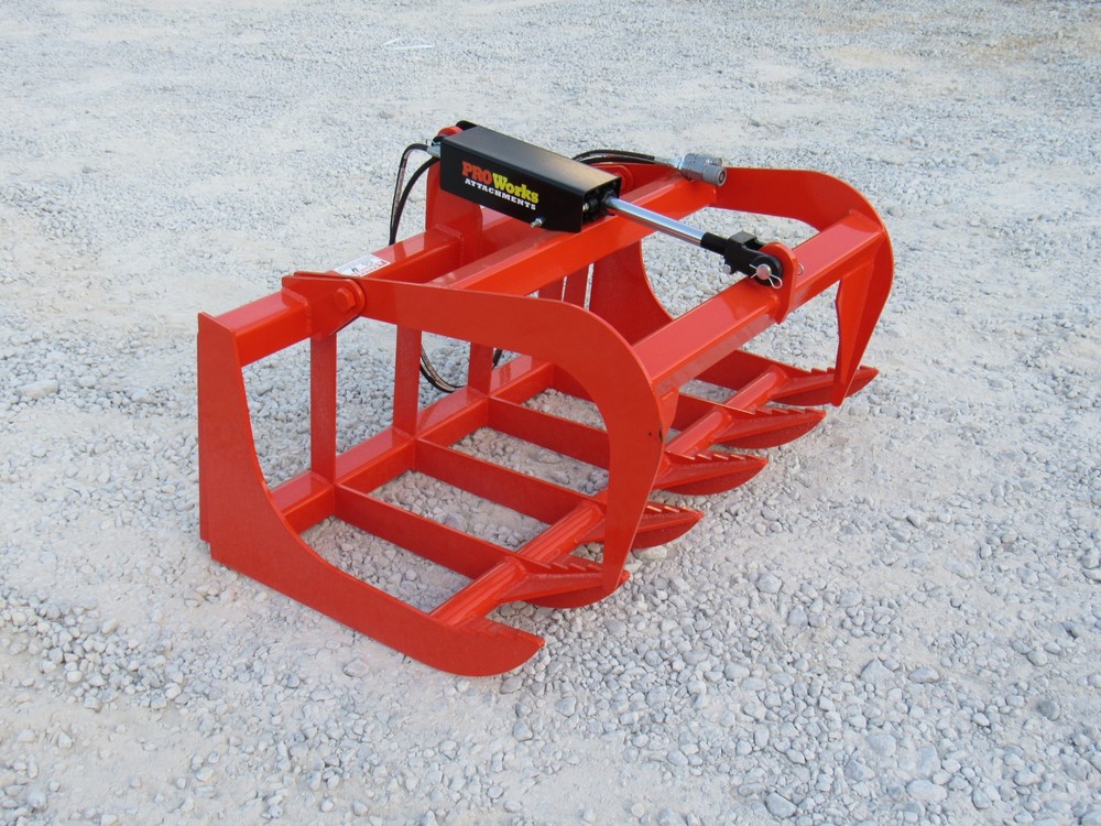 48″ Orange Root Rake Grapple Bucket Attachment Skid Steer Tractor Loader