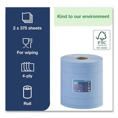 Tork 13244101 4-Ply 11″ x 15.75″ Unscented Indus Paper Wiper – Blue (2/CT) New