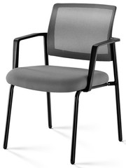 Stackable Reception Chairs with Mesh Back & Upholstered Cushion, Metal Frame, Gr