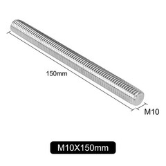 Niooliuk M10 x 150 mm 1.5mm Pitch 304 Stainless x 5.9 inches, Silver