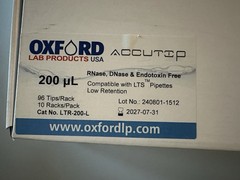 Oxford AccuTip 200µL LTS Pipette Tips LTR-200-L Low Retention 960 Tips Exp 2027