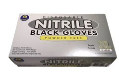 SUNSET DISPOSABLE NITRILE BLACK GLOVES BOX OF 100 EXAM GRADE POWDER FREE XL
