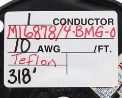M16878/4-BMG-0, 10AWG Silver Plated, PTFE Jacketed Wire, Black, 100ft