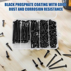 FVOLREM Wood Screws Assortment Kit, 168 PCS, High #6 x 1/2″, Black 168 pcs
