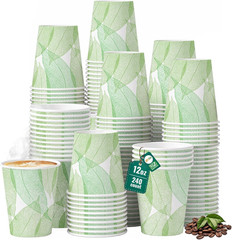 12oz 240 Count Compostable Paper Cups, BPI Certified Plant-Based Biodegradable D