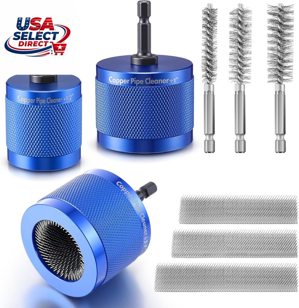 Copper Pipe Cleaner Set with Stainless Steel Brushes for Drill