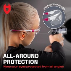NoCry Clear Safety Glasses for Women with Adjustable One Size, White & Pink