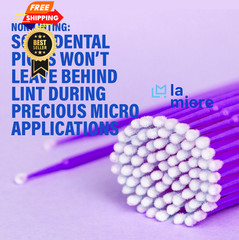 LA MIERE 400Pcs Bendable Dental Microbrush Applicator, 2.5mm, Purple