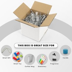 Golden State Art, 28 Pack 5x5x5 Shipping Boxes for Coffee Mugs, 5x5x5, White