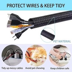Split Braided Cable Sleeve Nylon Self Wrap Wire Loom Cord Management Protector