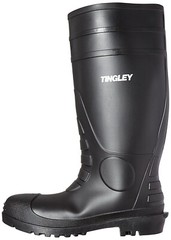 31251 Rubber Fishing Hunting Waterproof PVC Work Mud MENS BLACK BOOTS STEEL TOE