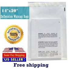 100 14×20 Clear Suffocation Warning Poly Self Seal Bags – ST ShipMailers
