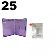 25 PREMIUM STANDARD Clear Purple Blu-Ray Single Cases 12MM & 100 OPP Bags