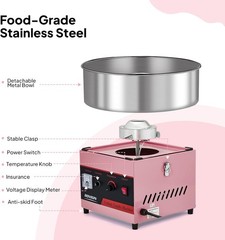 ROVSUN 15″ Commercial Cotton Candy Machine Maker Floss Pink 980W Family Party