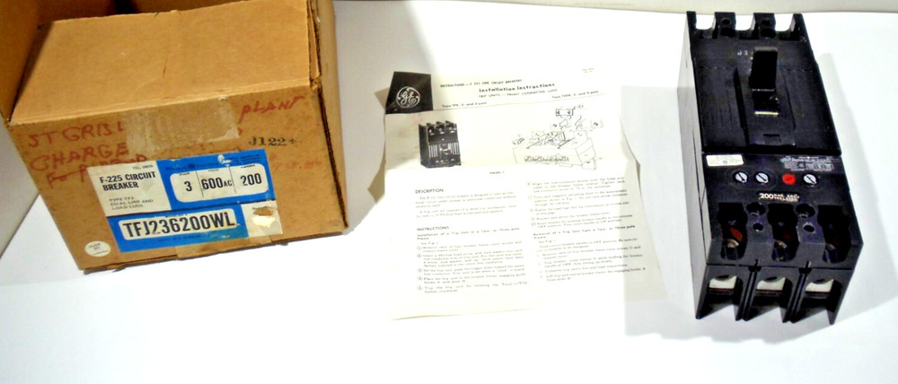 GE TFJ236200WL 200 A 600V 3 POLE CIRCUIT BREAKER J-122 F-225